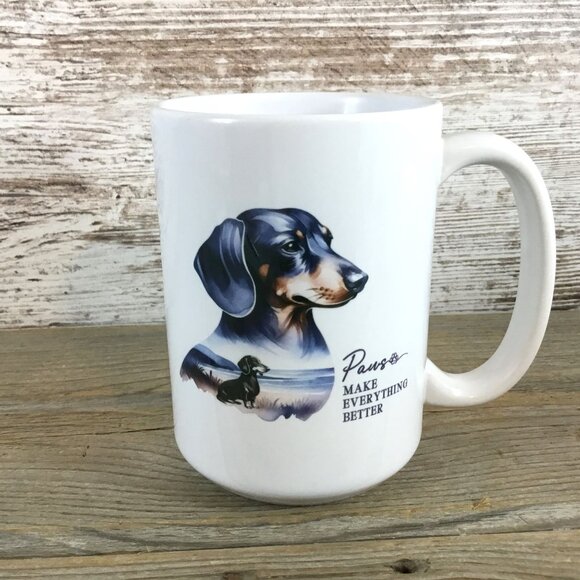 Dachshund Paws Make Everything Better 15 oz Ceramic Coffee Mug - Picture 3 of 3